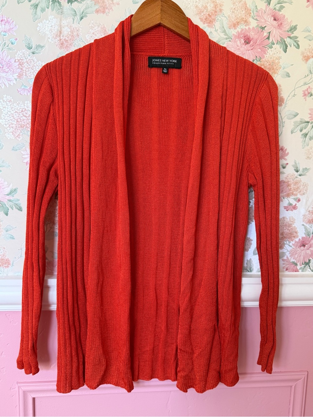 Jones New York Open-Front Cardigan Sweater - Orange-Red